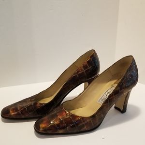SERGIO ZELCER SPANISH LEATHER MOCK CROCODILE HEELS